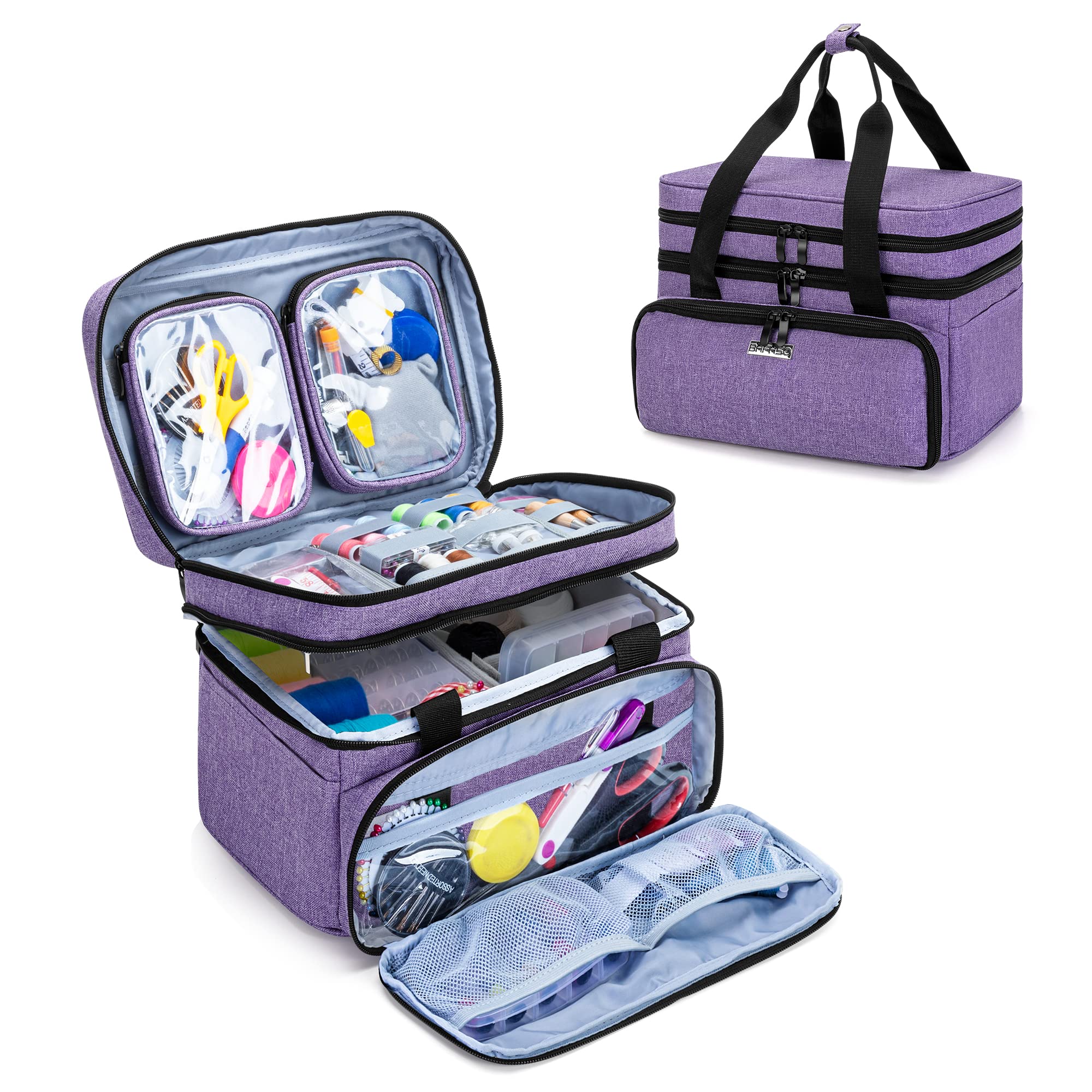 BAFASO Double Layer Sewing Accessories Organiser – Large Nylon Bag, Purple
