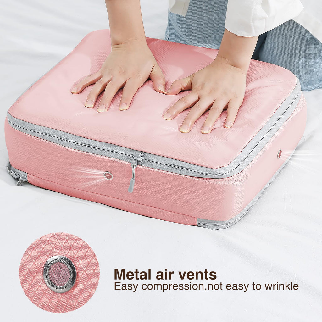 DIMJ 6 Pack Self Compression Storage Bags | Foldable Nylon Organisers