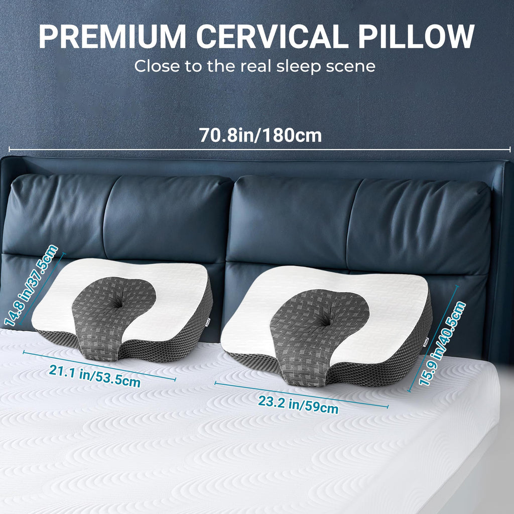 Elviros Cervical Memory Foam Neck Pillow | Adjustable Orthopedic Support