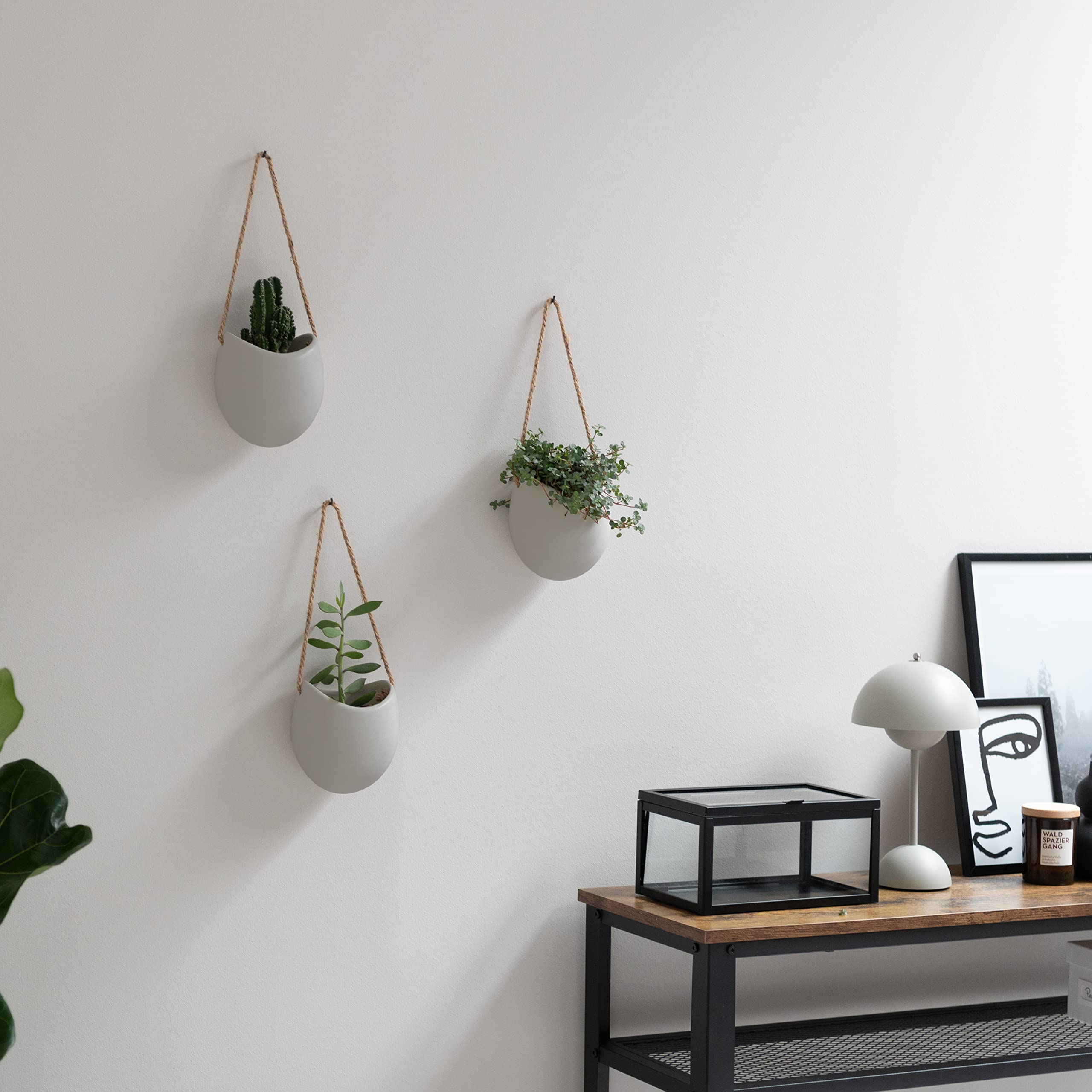 Kazai Ellie Hanging Ceramic Wall Planters – 3 Piece Set for Succulents