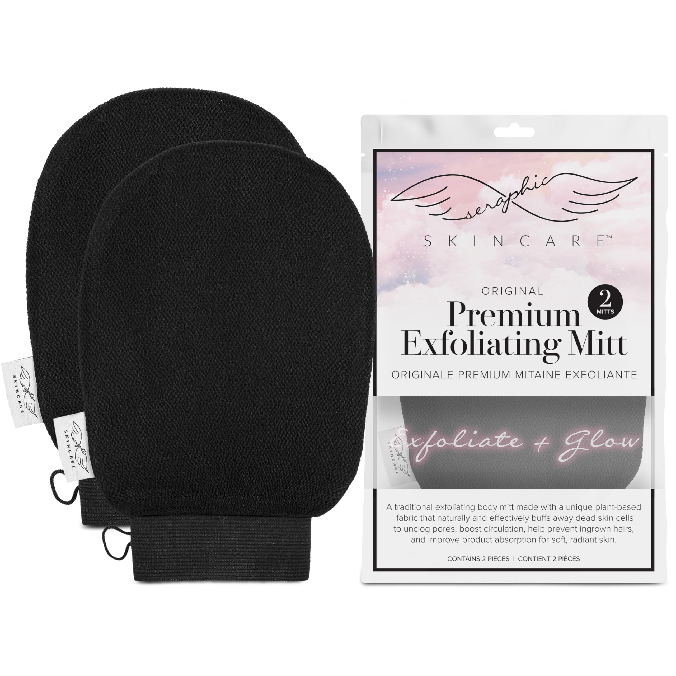 Seraphic Skincare Exfoliating Mitt 2pc - Vegan Viscose Korean Body Scrub