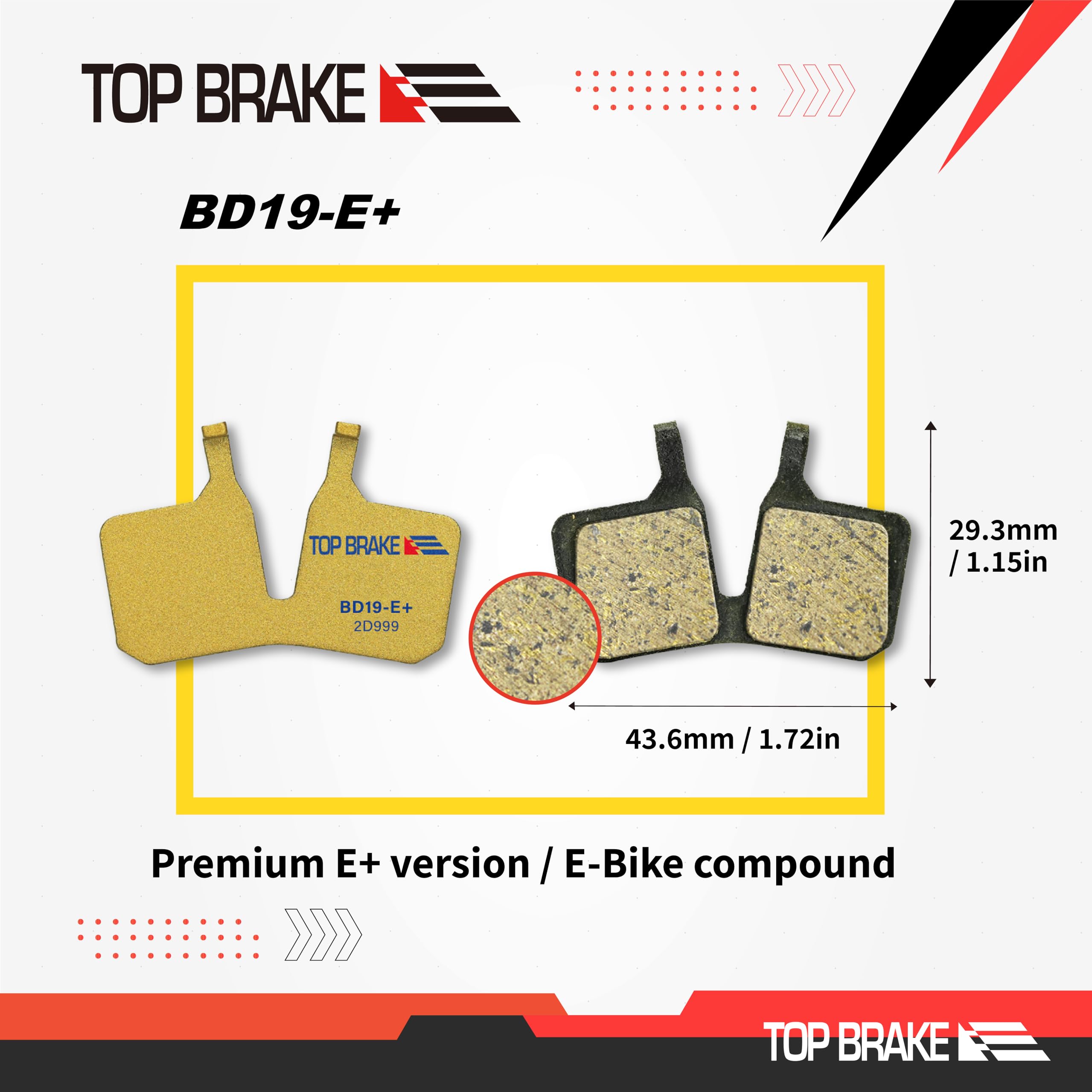 Top Brake BD19-E+ Disc Brake Pads for Magura MT5 MT7 4-Piston - 2 Pairs