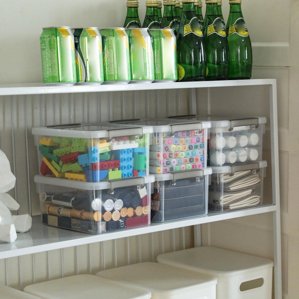 Citylife 8-Pack 3L Clear Plastic Storage Boxes with Lids | Stackable Bins