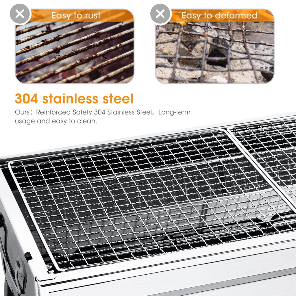 Uten Portable Charcoal BBQ Grill – Folding Stainless Steel Outdoor Grill