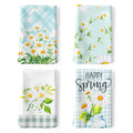 Arquiel Daisy Kitchen Towels - 100% Cotton Quick Dry Dishcloths, Set of 4