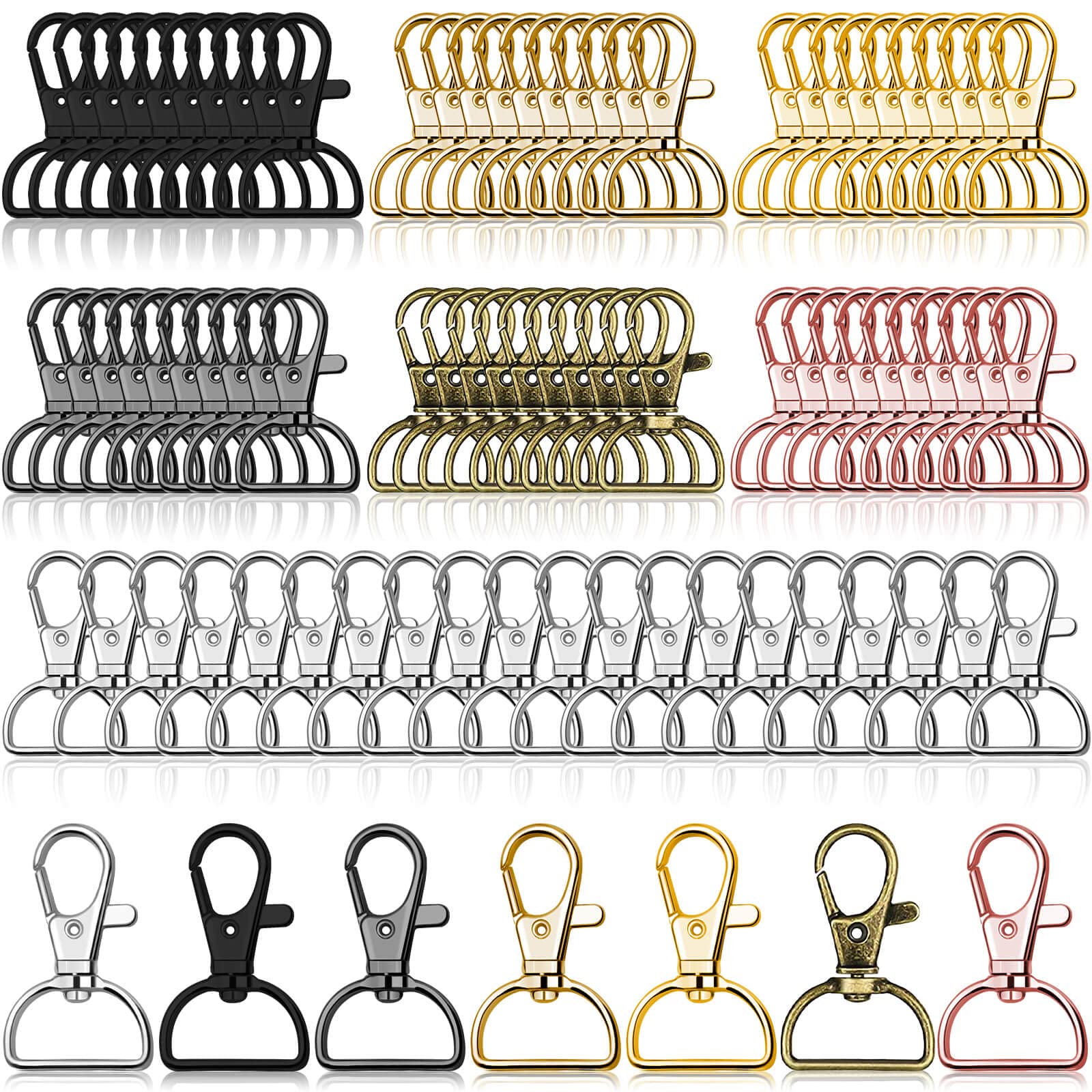Anezus Swivel Clasp Hooks | 80Pcs Metal Lanyard Clips for DIY Crafts