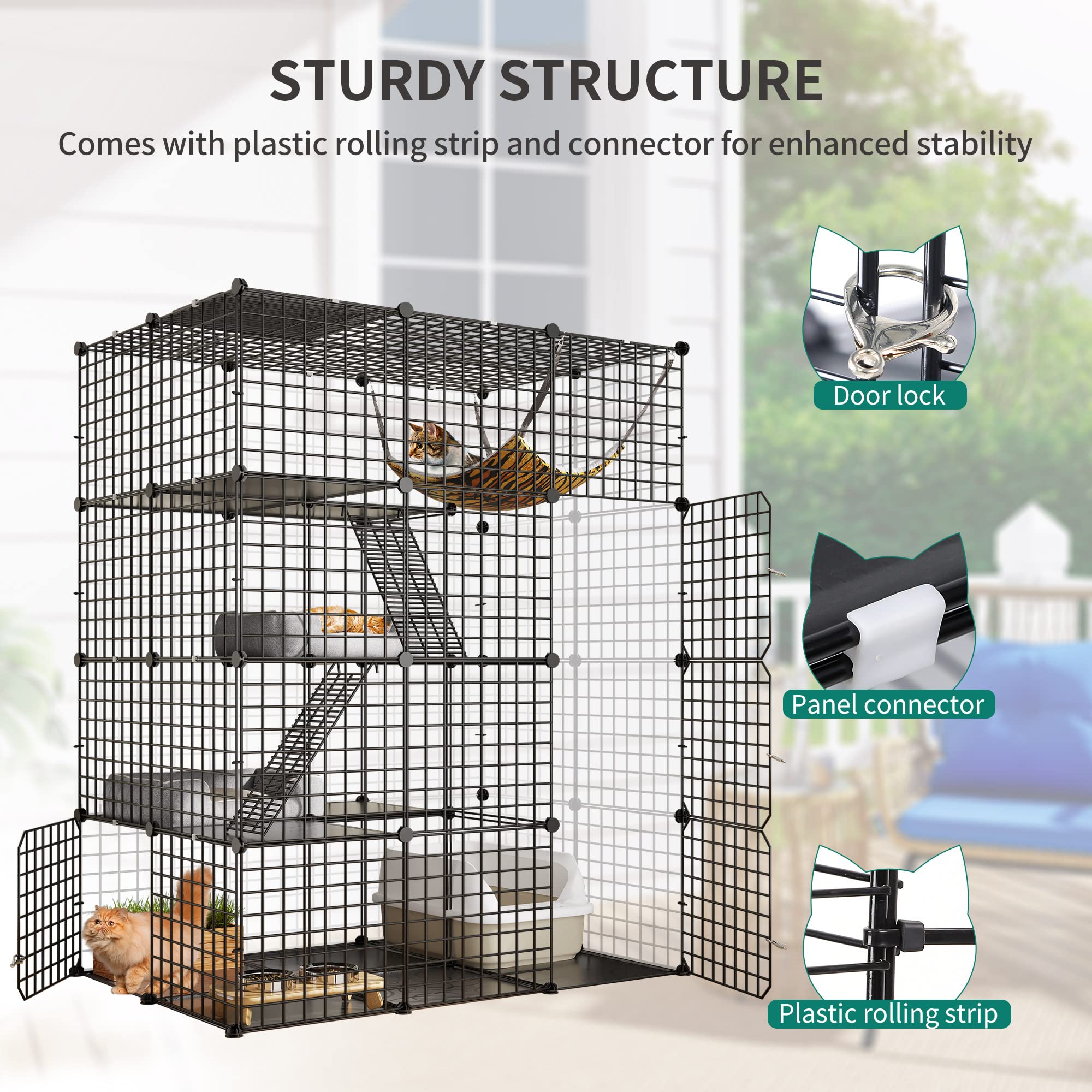 YITAHOME 4-Tier Large Metal Cat Cage - DIY Indoor Pet Playpen Enclosure