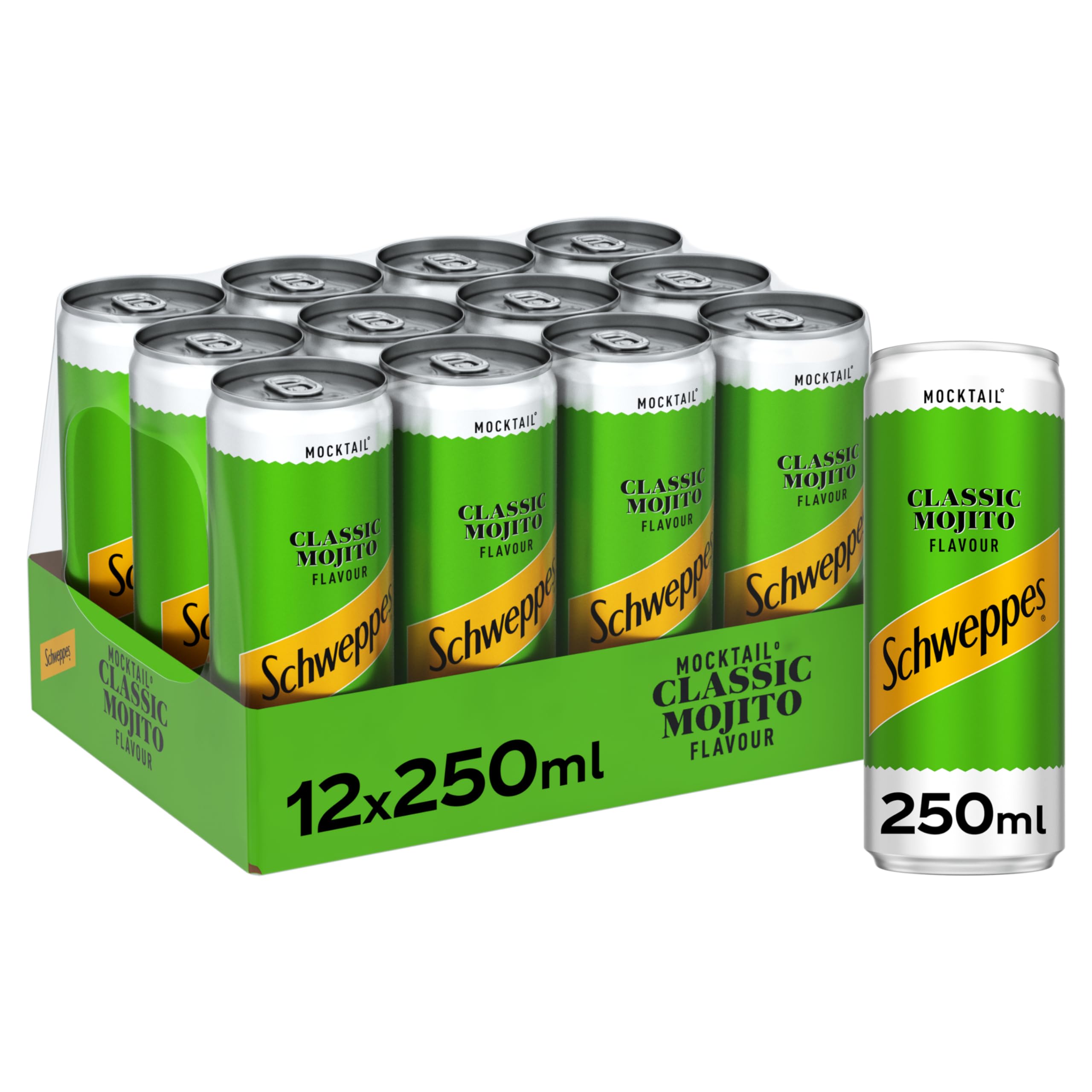 Schweppes Classic Mojito Mocktail – 250ml Canned Soft Drink (Pack of 12)