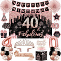 40th Birthday Decorations for Women | 32pc Rose Gold Party Kit