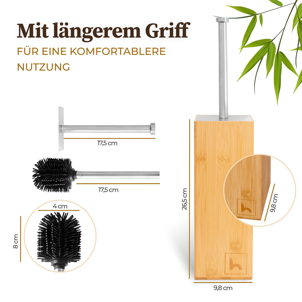 HENNEZ Silicone Toilet Brush with Bamboo Brush Holder - image 4