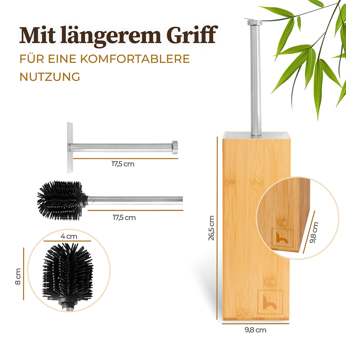 HENNEZ Silicone Toilet Brush with Bamboo Brush Holder - image 4