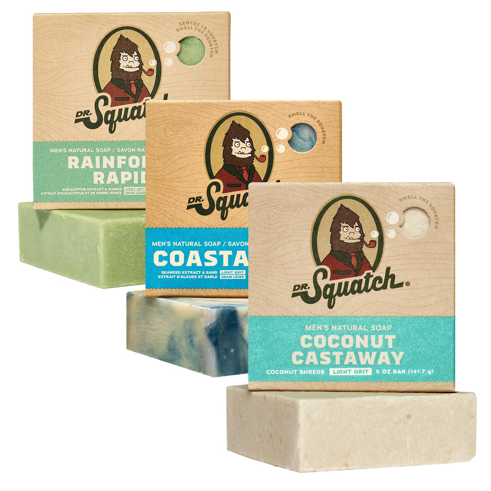 Dr. Squatch Natural Bar Soap for Men – 3-Pack Cold Process Variety Set
