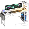 Bestier 155CM Corner Desk with Power Outlets Large Computer Desk with LED Lights Reversible Writing Table with Side Pocket Storage Bag & Accessories - image 1