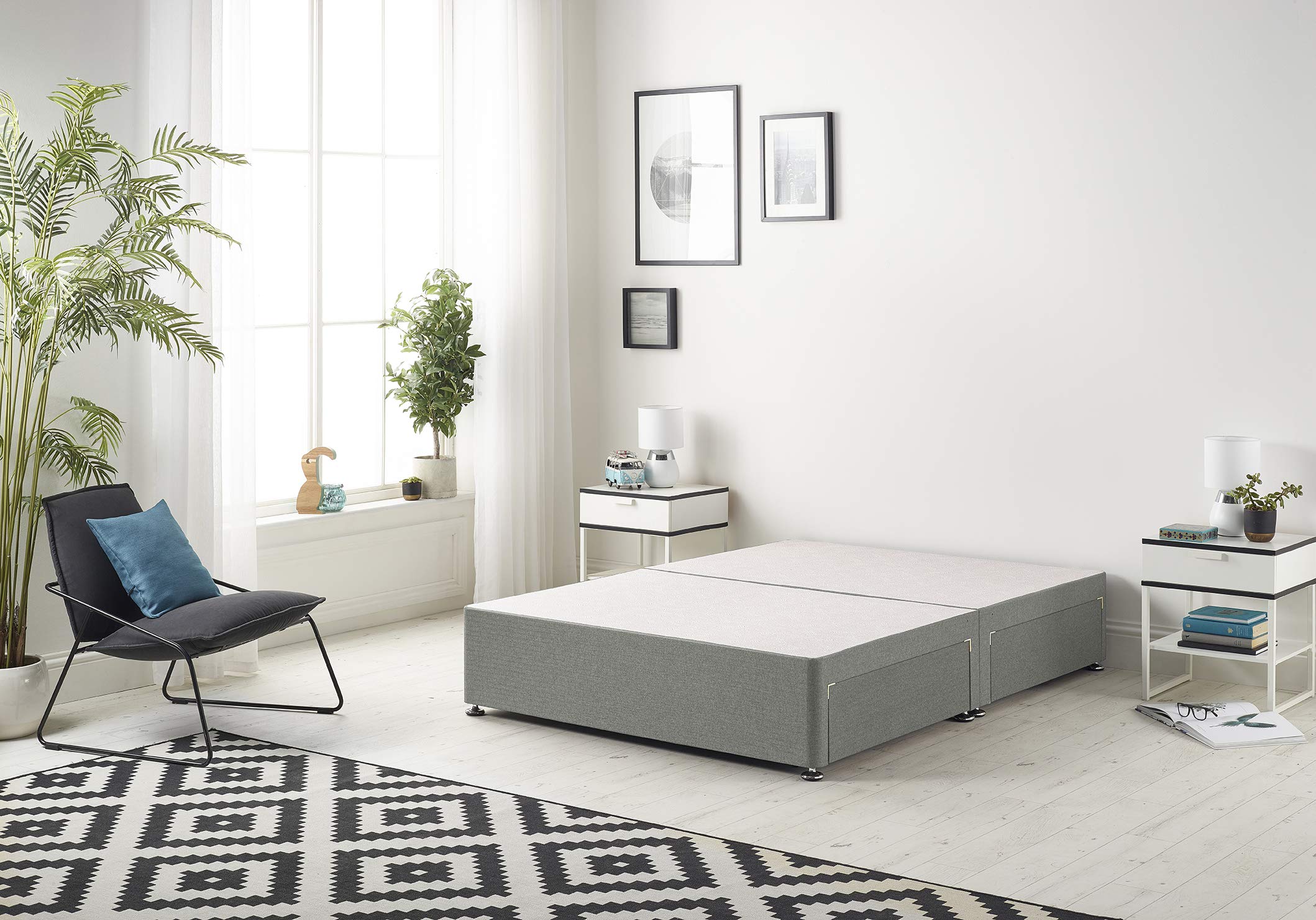 Premier Single Bed Base | 3FT Linen Silver Platform Bed