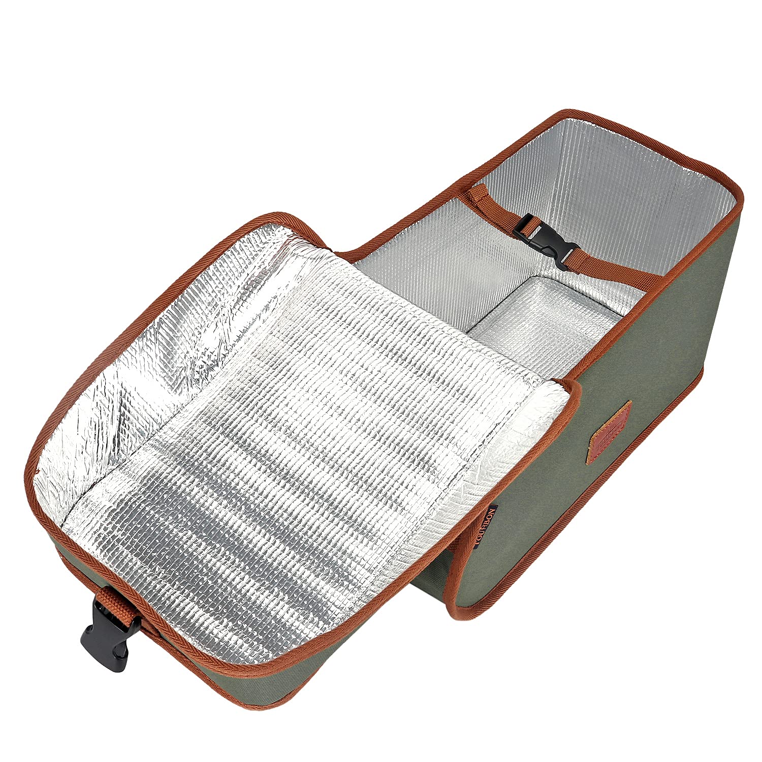 Tourbon Insulated Canvas Bicycle Pannier – Rear Rack Cooler Bag, Green