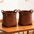 Lightweight and durable artificial rattan storage basket, toy box, laundry room, blanket, modern home decoration, woven basket with handle