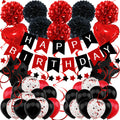 ZERODECO Black and Red Birthday Party Decorations Kit with Banner & Balloons