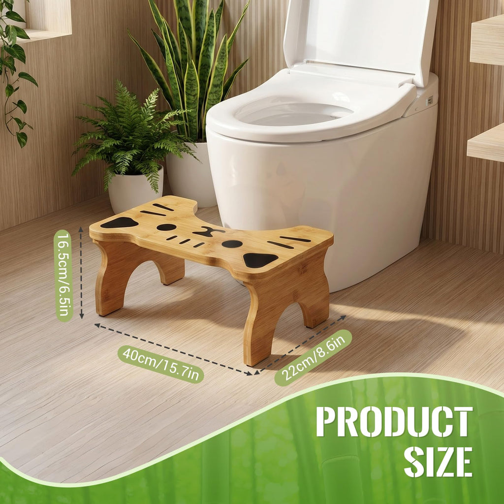 zxevg Bamboo Toilet Stool Folding 6.5in Non-Slip - image 2