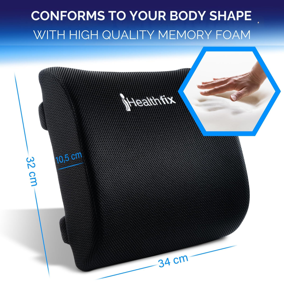 Healthfix® Car Lumbar Support Pillow | Back Cushion to Help Improve Posture Hard