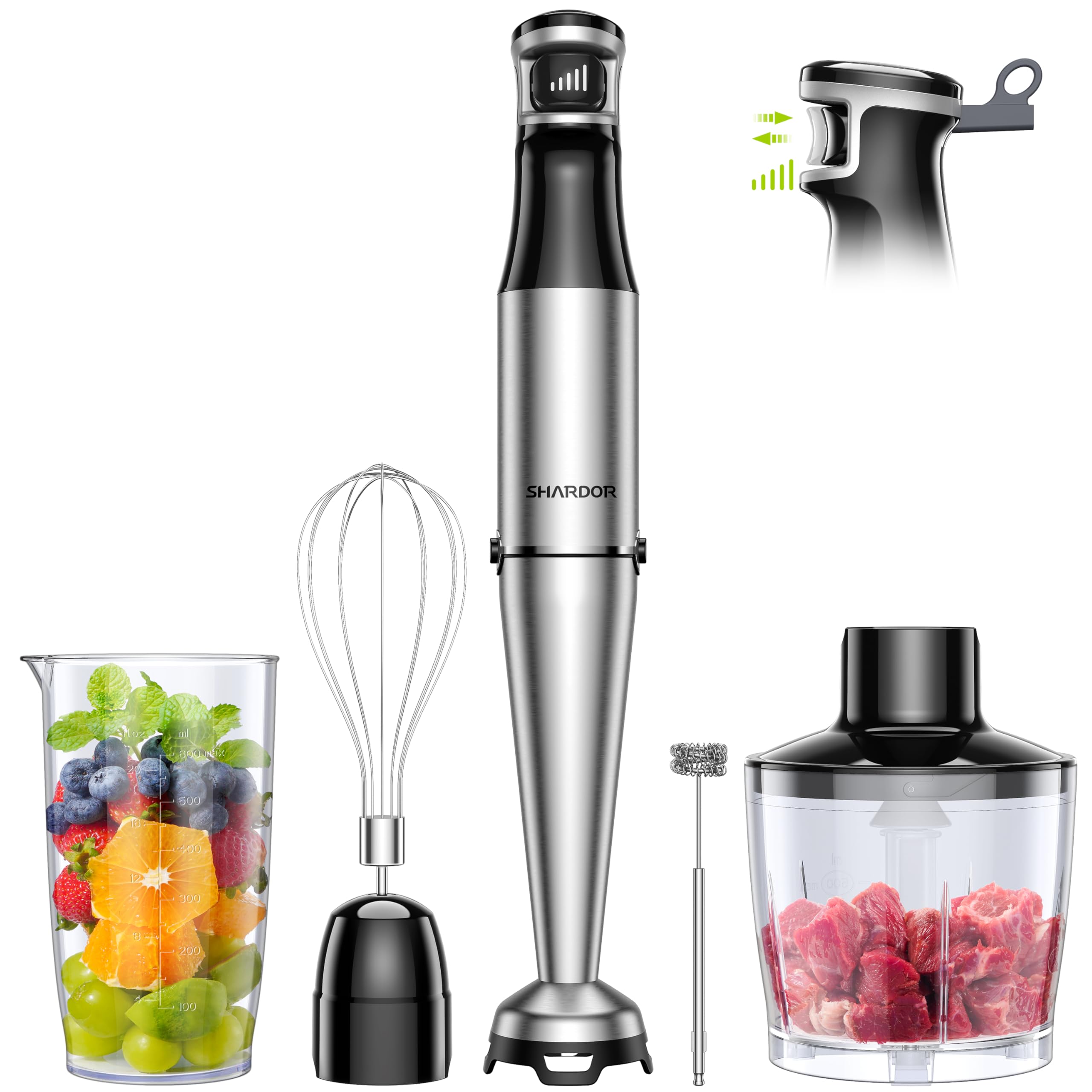 SHARDOR 5-in-1 Immersion Hand Blender | 1100W Variable Speed Stick
