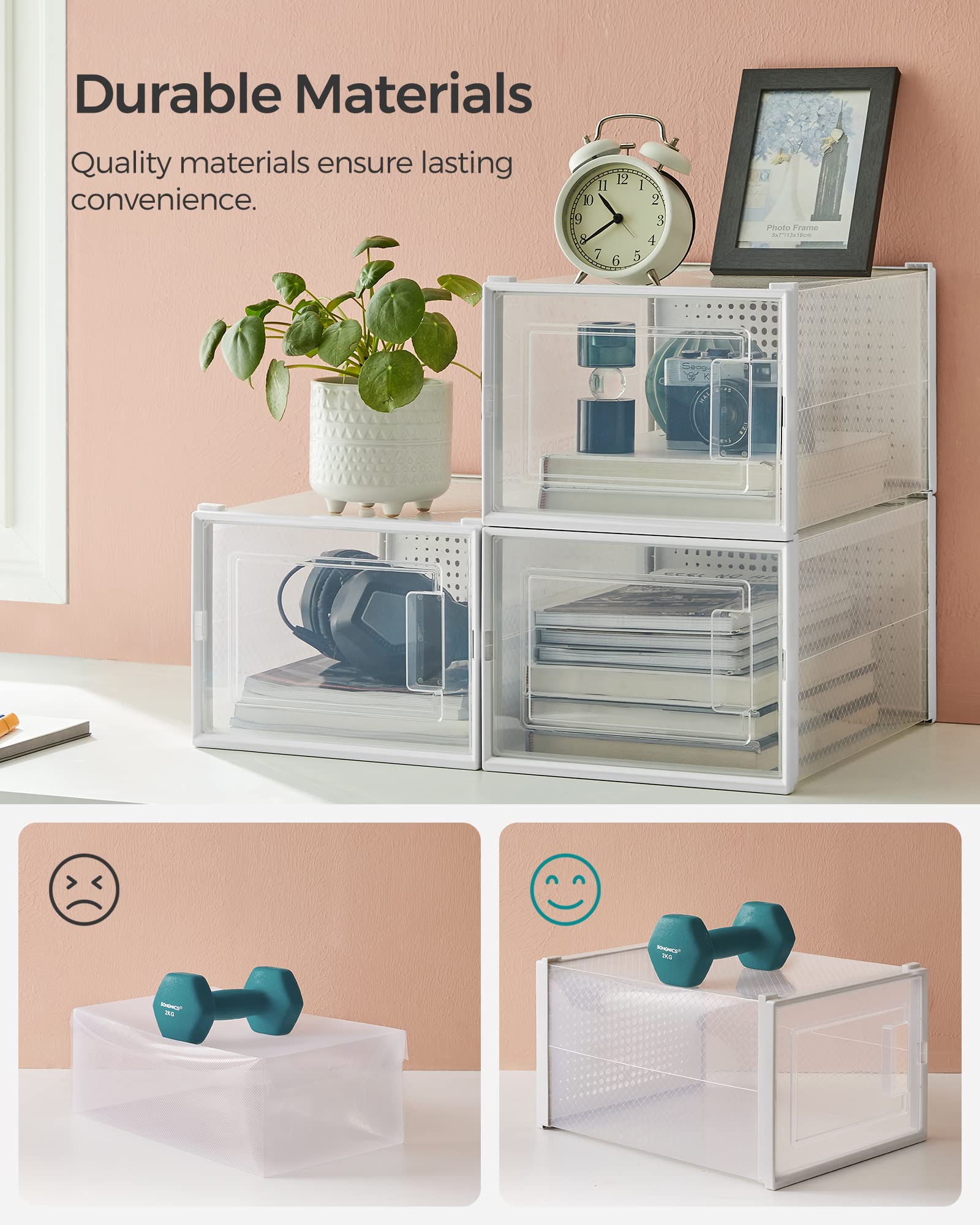 SONGMICS Stackable Shoe Storage Boxes | Pack of 18 Clear Sneaker Organisers