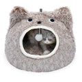 CATISM Cat Cave Bed – Washable Plush Monster Pet House for Cats, Coffee