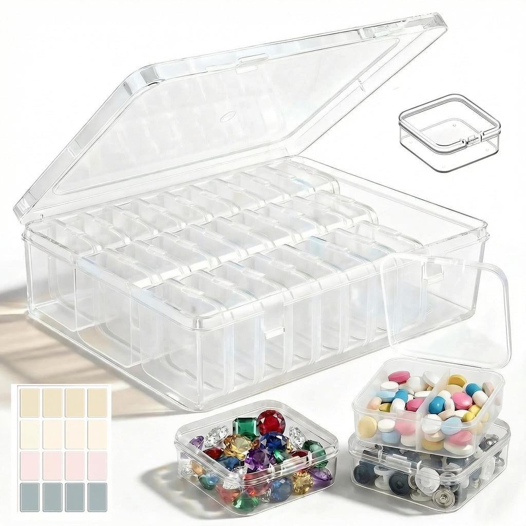 Chesomn 31 Pcs Bead Organiser Storage Box, Small Plastic Organiser Box