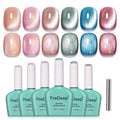 Firedeep Cat Eye Gel Polish Set - 6 Colors Pink Nude Magnetic Nail Kit
