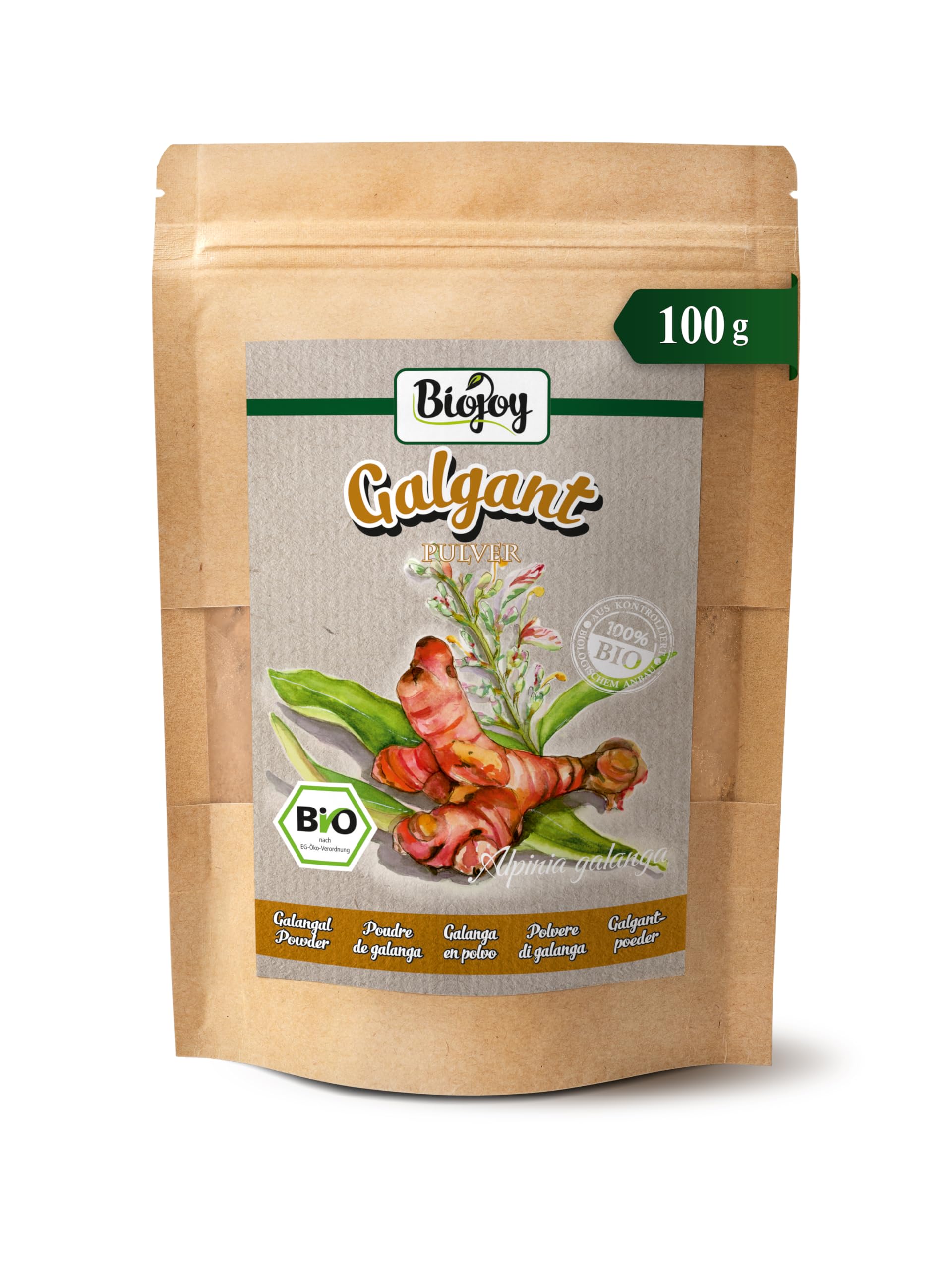 Biojoy Organic Galangal Powder – Premium Alpinia Galanga Spice (100 g)