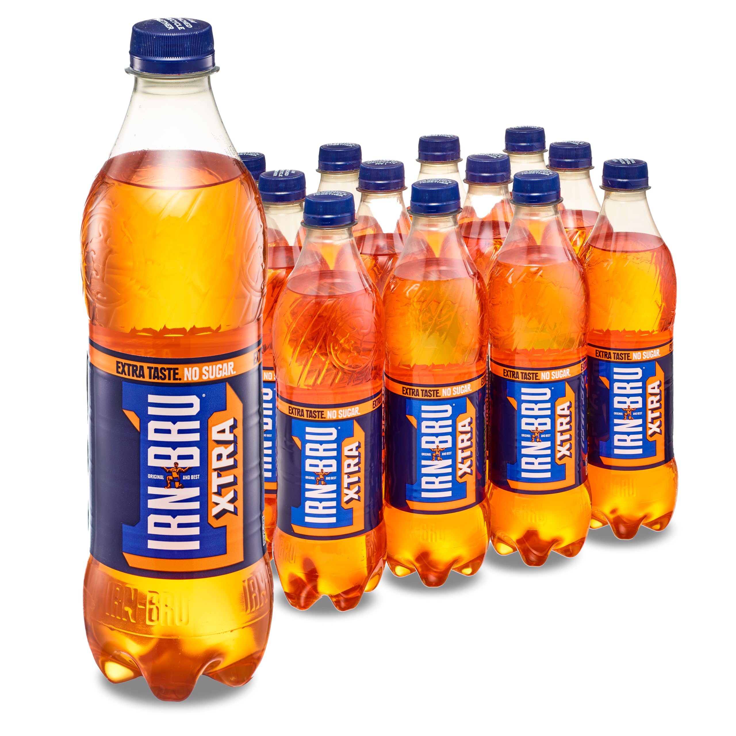 IRN-BRU Xtra Zero Sugar Fizzy Drinks - 12 x 500ml Multipack Bottles