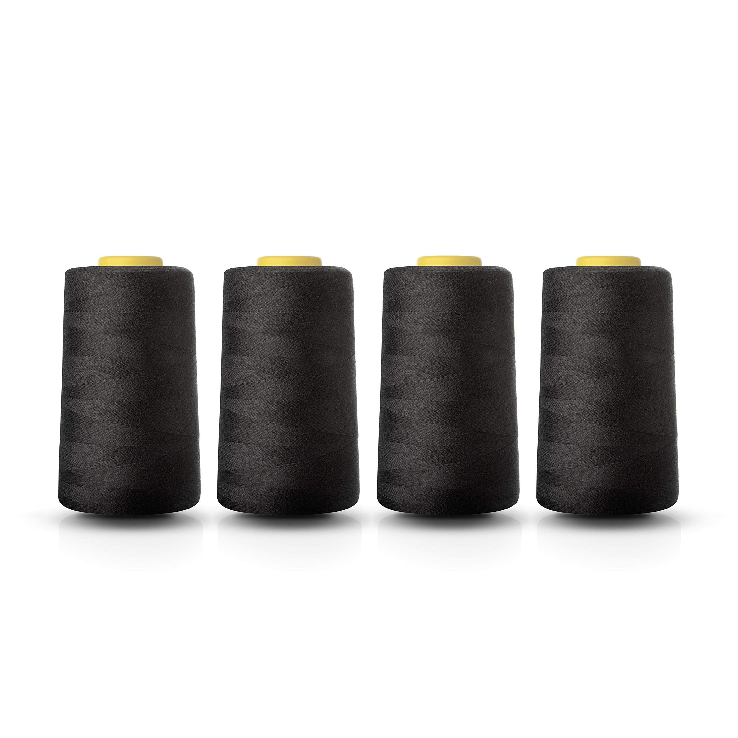 Realm Overlocking Sewing Machine Polyester Thread - 4 x 5000yd Cones (Black)
