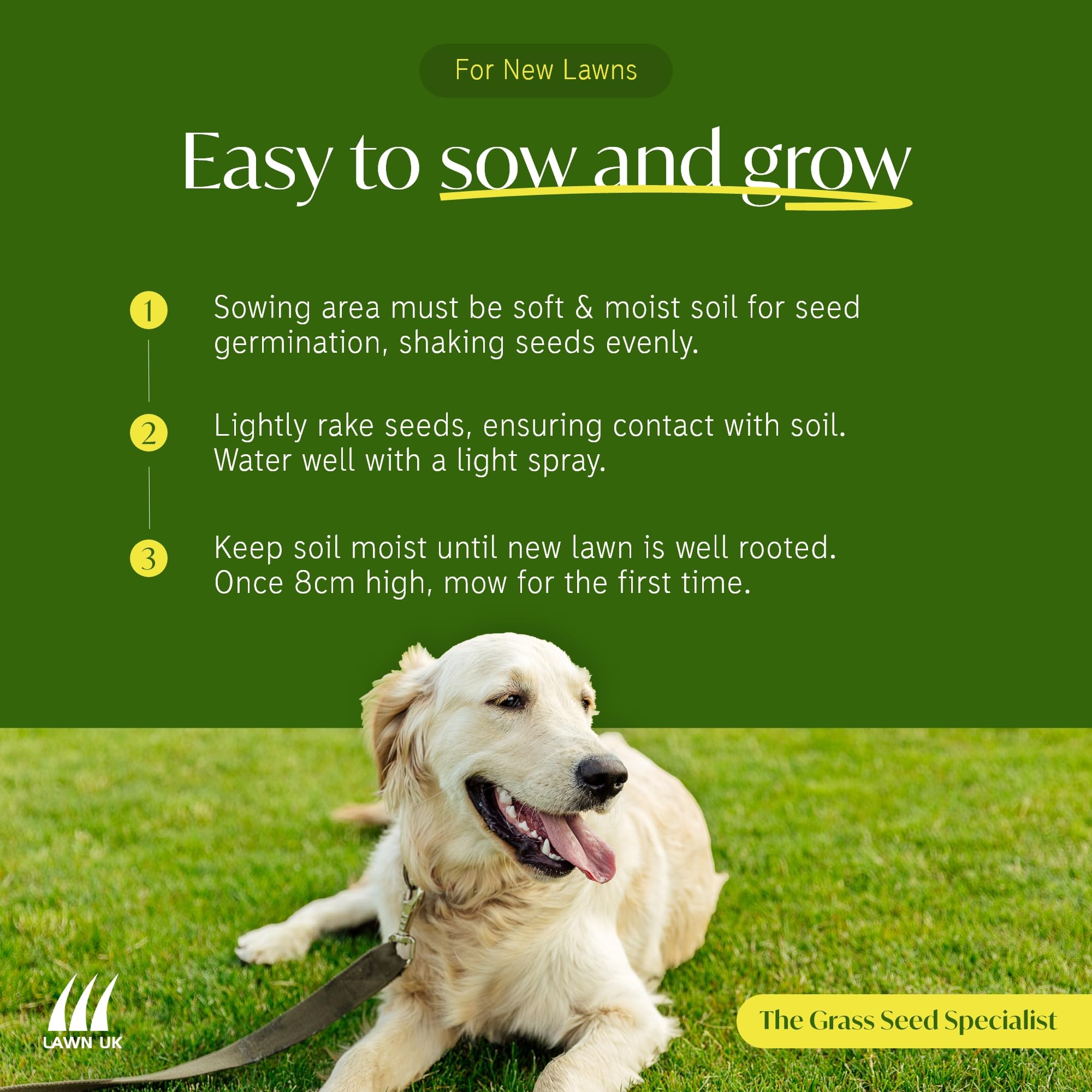 Lawn UK Sprogs & Dogs Hardwearing Grass Seed – 4kg Family Lawn Seed