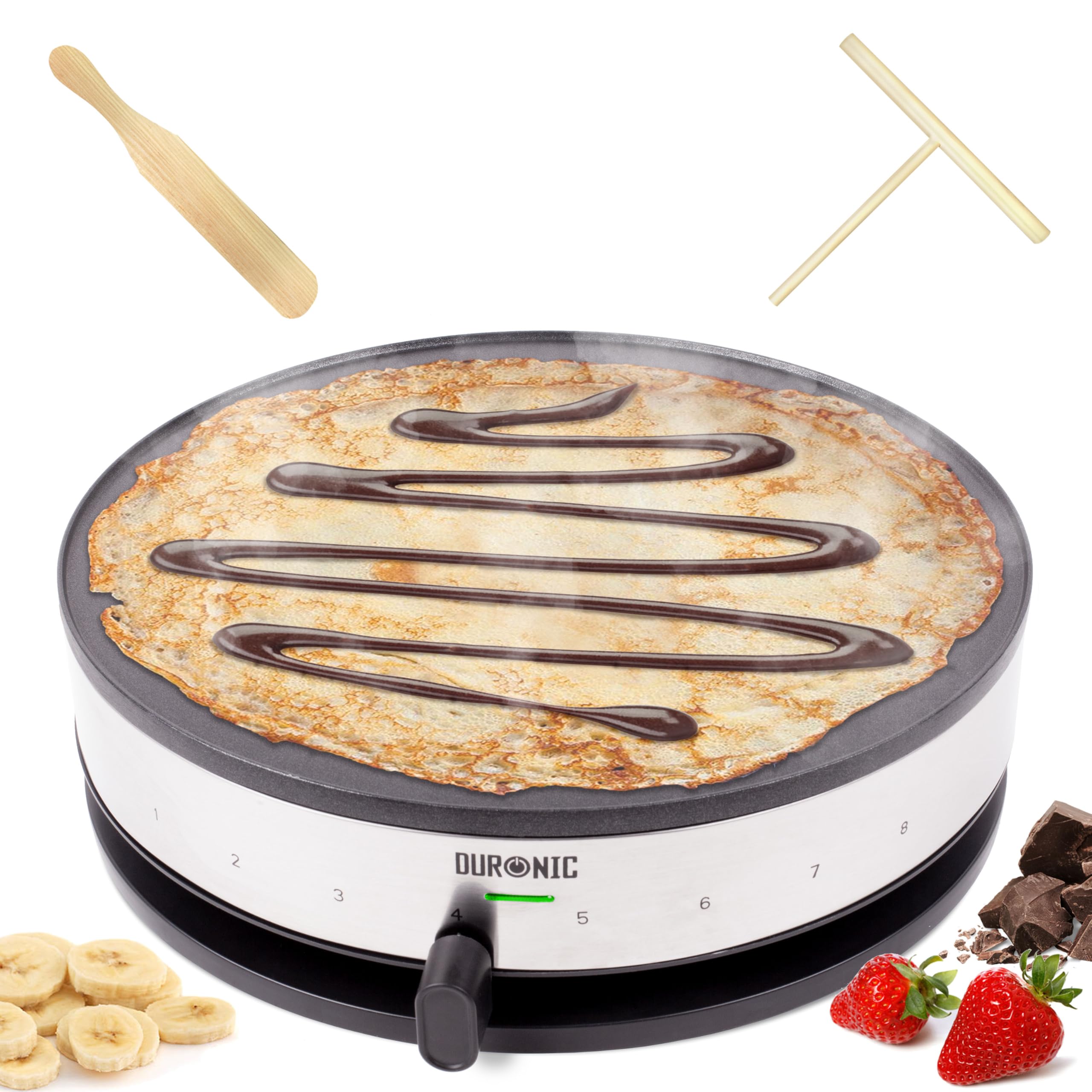 Duronic PM131 Electric Crepe Maker – 1300W Non-Stick Pancake Griddle, 33cm