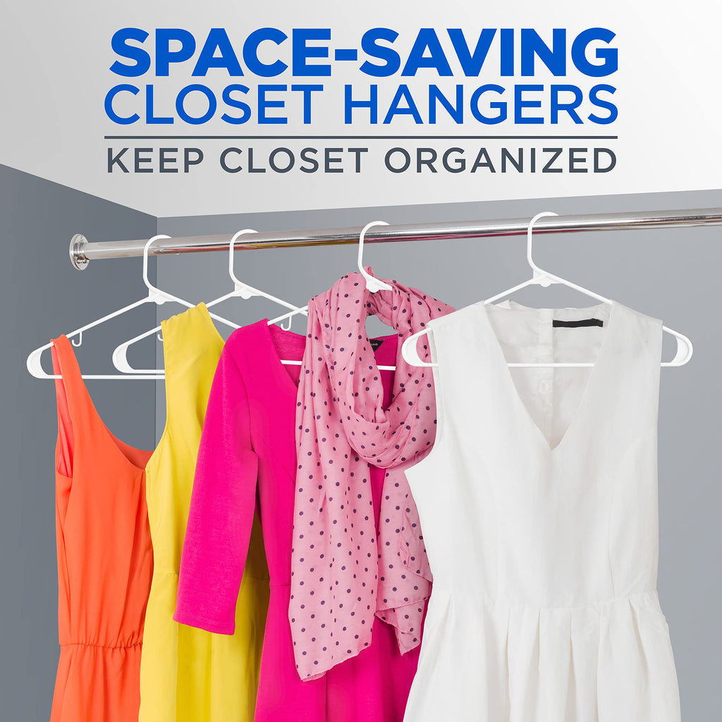 SereneLife Heavy Duty White Plastic Hangers - 100 Pack Non-Slip Design