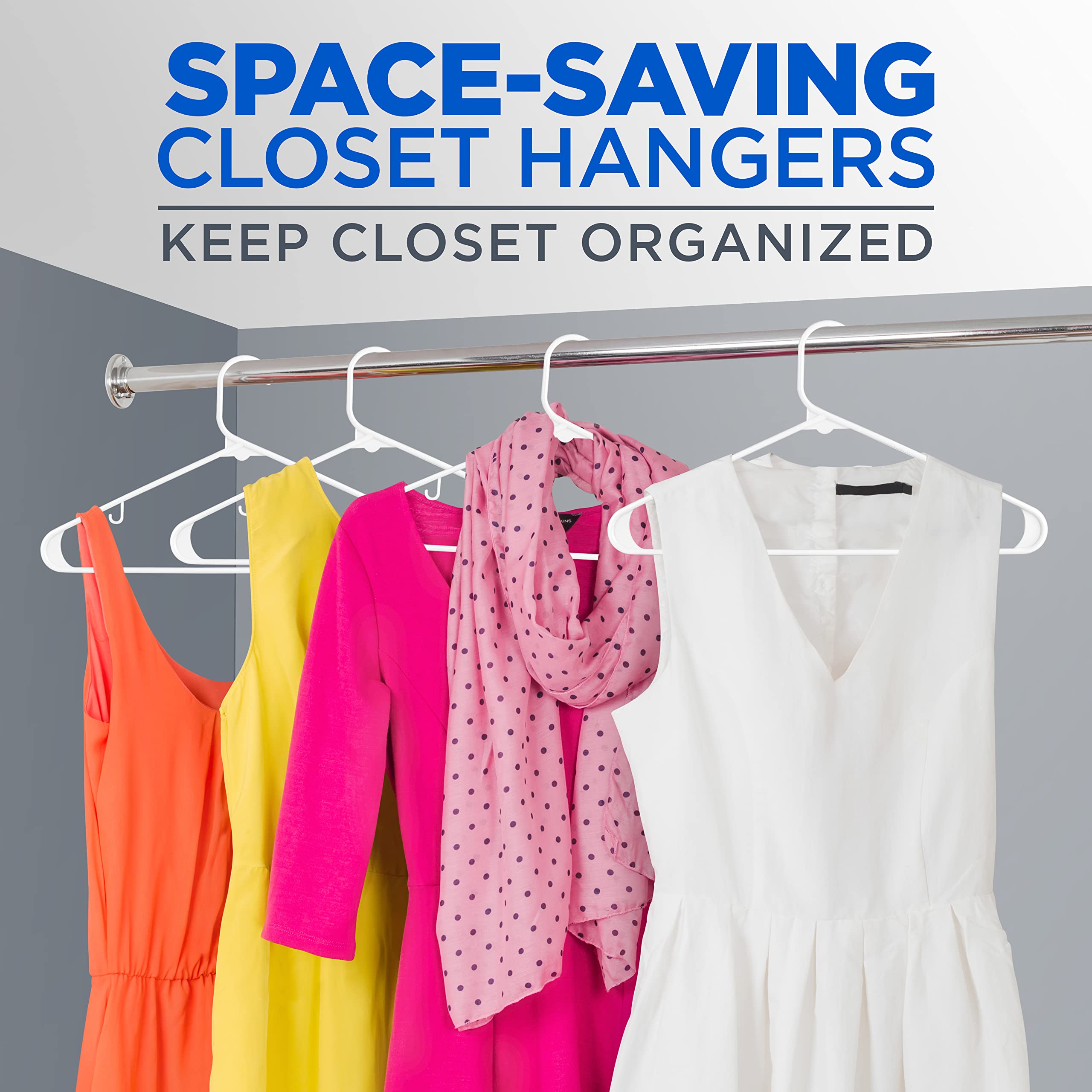 SereneLife Heavy Duty White Plastic Hangers - 100 Pack Non-Slip Design