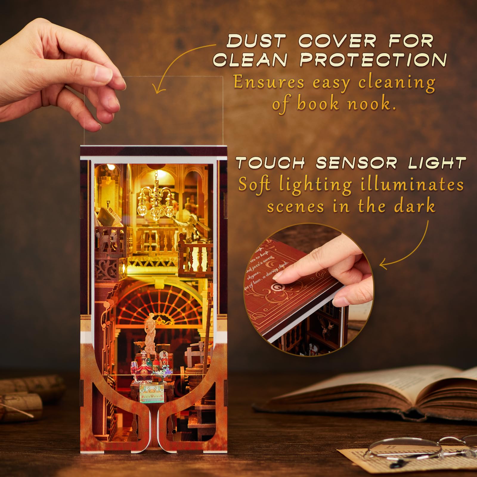 Jolof Store Roaring Twenties Book Nook Kit – 3D Wooden Puzzle with LED