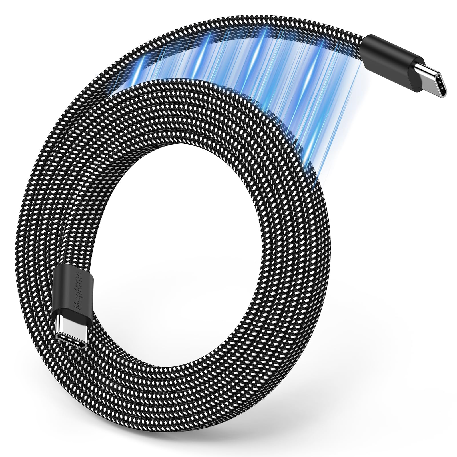 Magtame Magnetic USB C Cable | 60W Flat Coiled Retractable Cord, 3.3ft