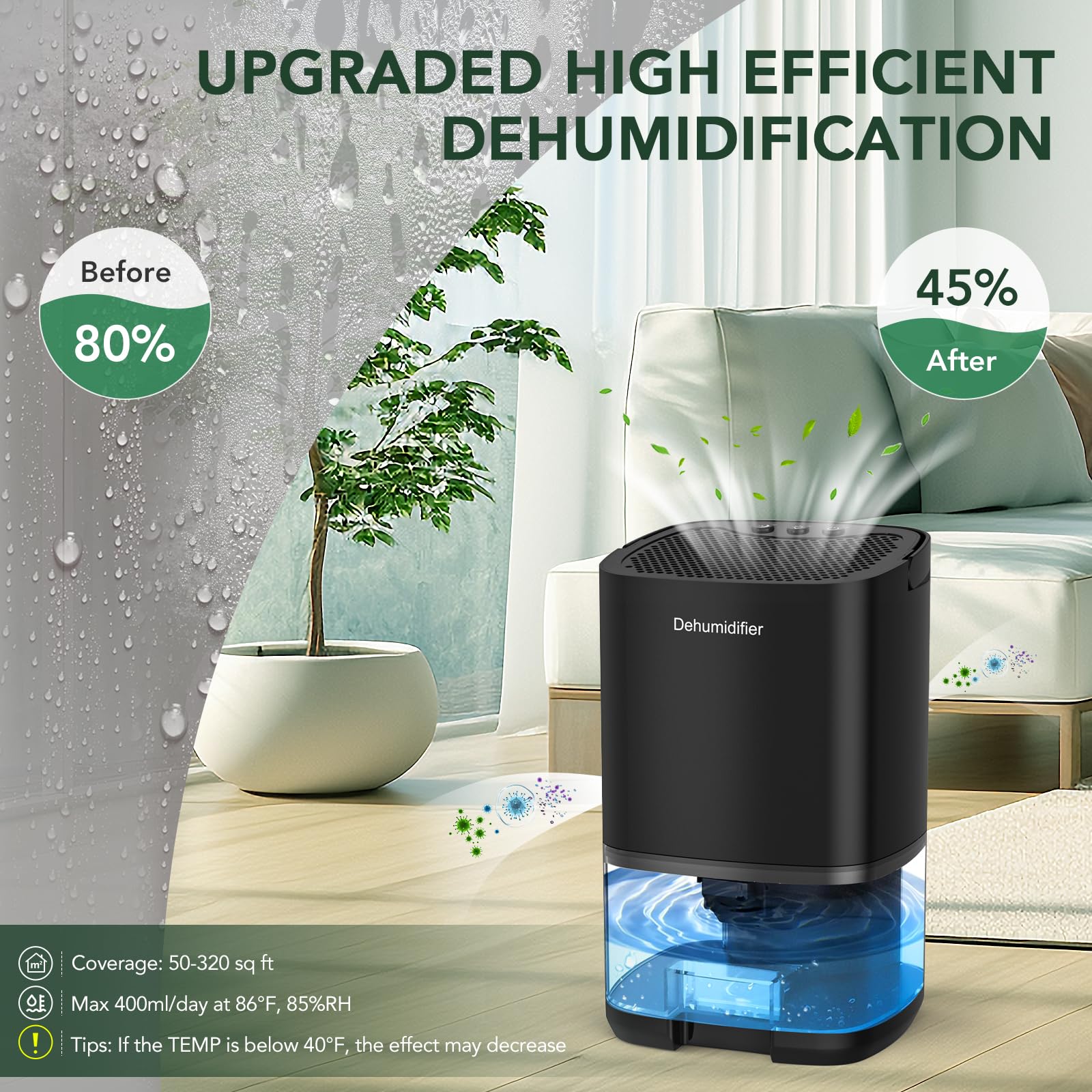 NexGlow 1000ml Portable Mini Dehumidifier – Quiet Electric for Bedroom