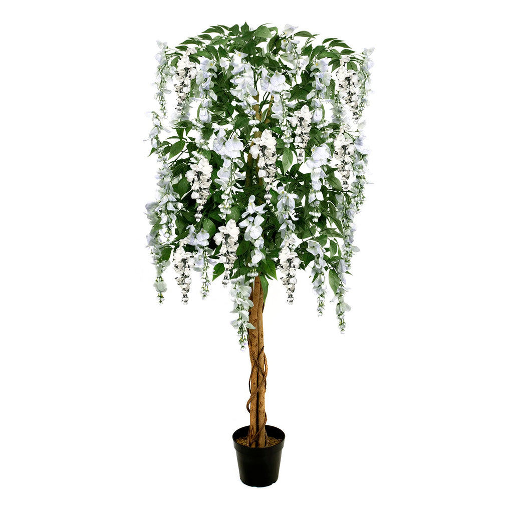 GreenBrokers Artificial Wisteria Tree | 5ft Potted White Faux Plant