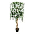 GreenBrokers Artificial Wisteria Tree | 5ft Potted White Faux Plant