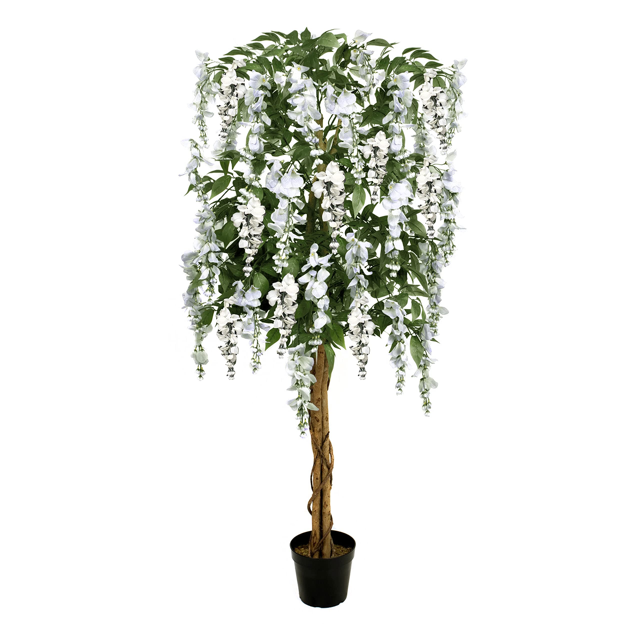 GreenBrokers Artificial Wisteria Tree | 5ft Potted White Faux Plant