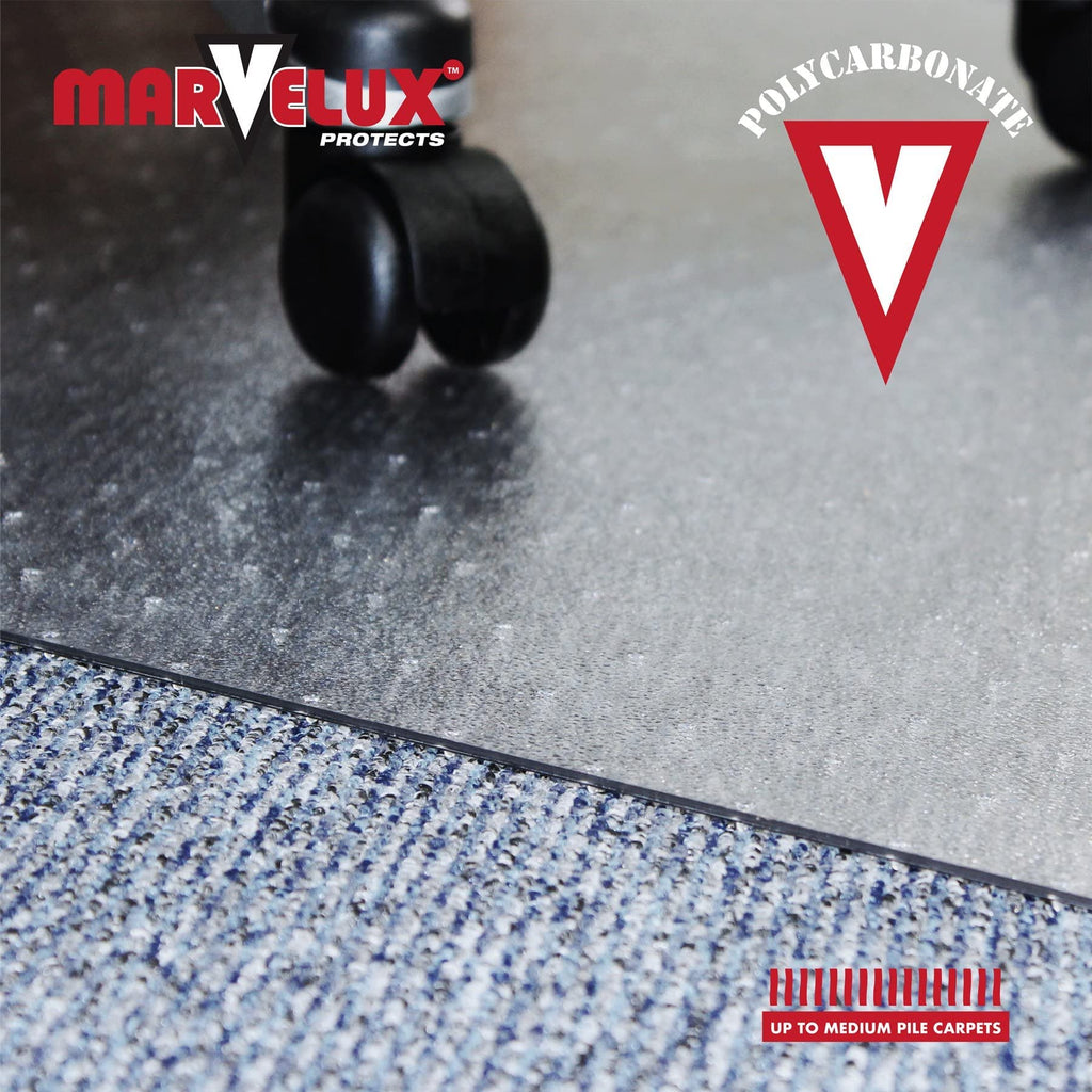 Marvelux Polycarbonate Office Chair Mat for Carpets - 75x120cm, Clear