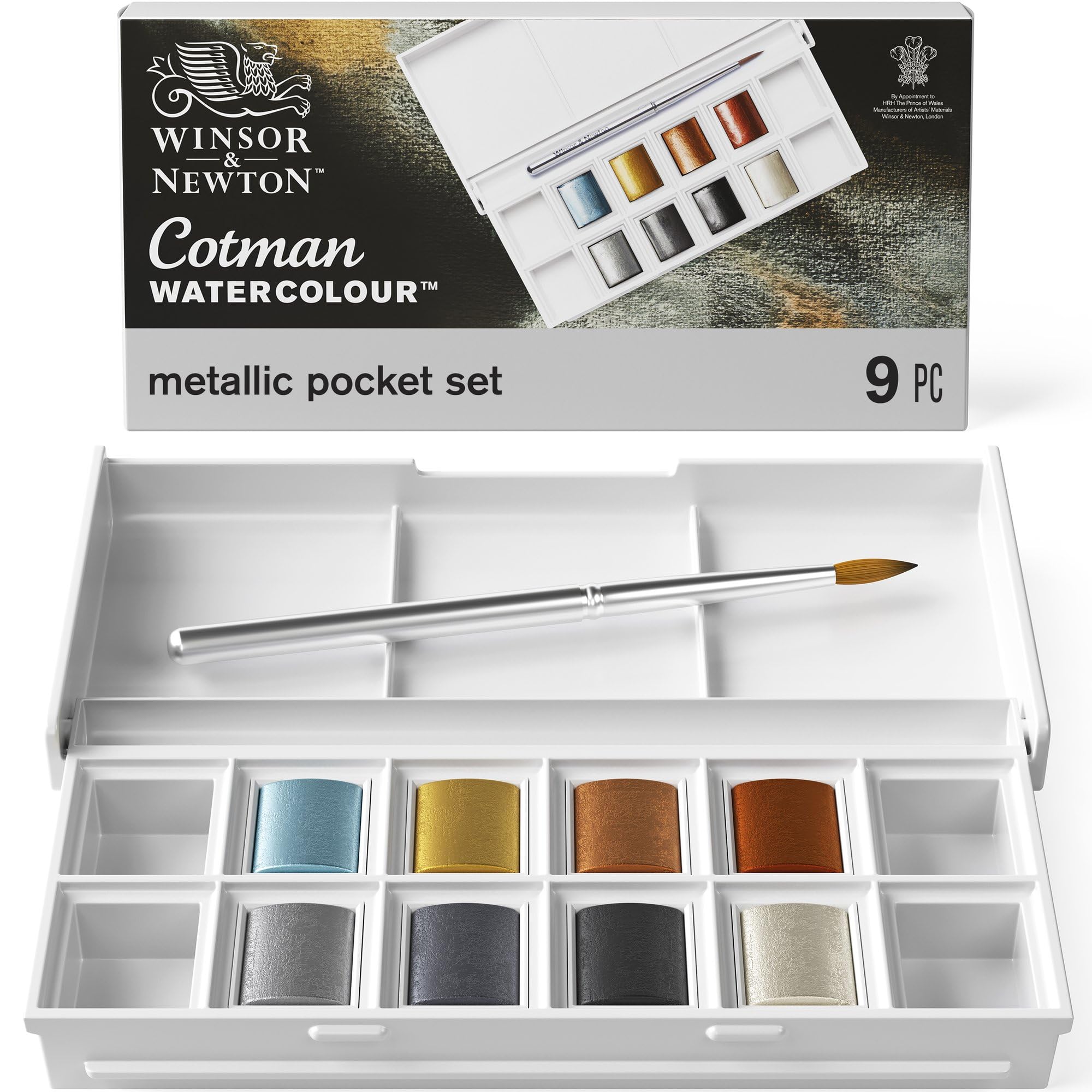 Winsor & Newton Cotman Metallic Watercolour Half Pan Set | 8 Colors