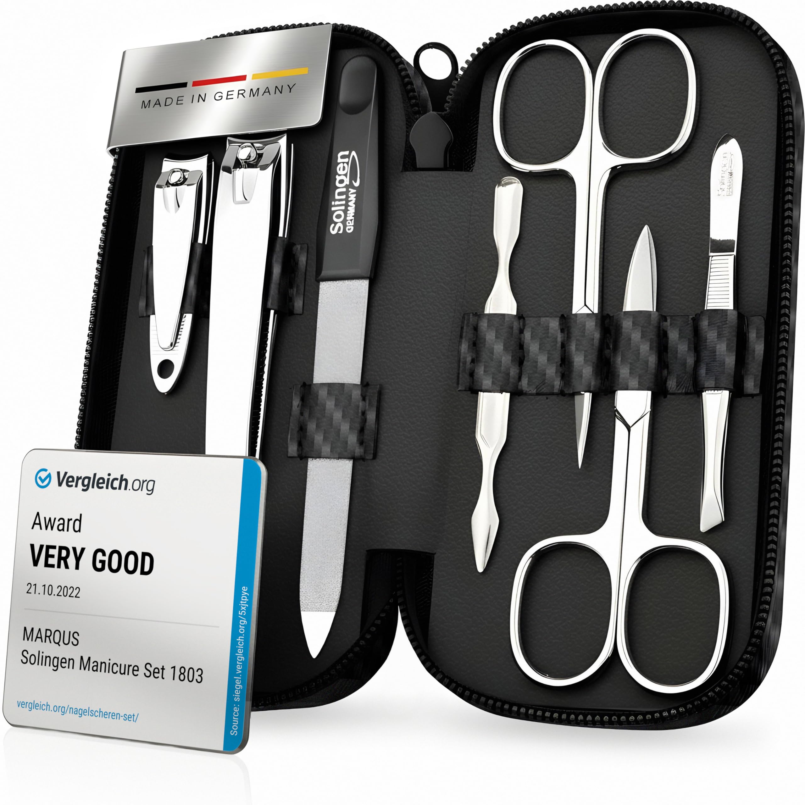 Jolof Store Solingen 7-Piece Manicure Set – Carbon Steel Grooming Kit
