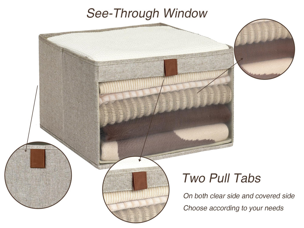 StorageWorks Storage Boxes, Fabric Storage Boxes for Shelves, Foldable Storage Baskets with Clear Window, Clothes Storage Boxes with Handles - image 5