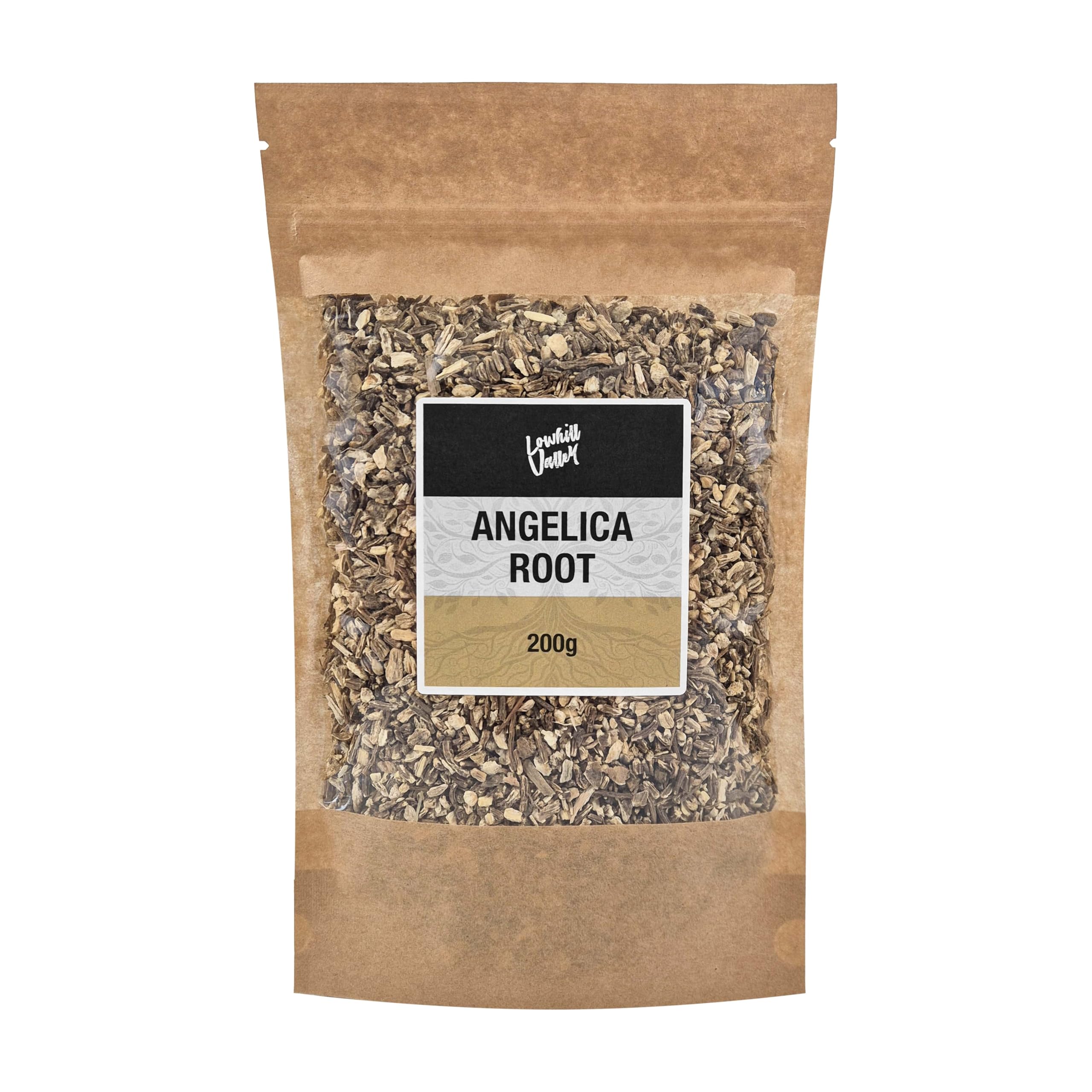 Lowhill Valley Angelica Root – 100% Pure Cut Root for Herbal Tea, 200g