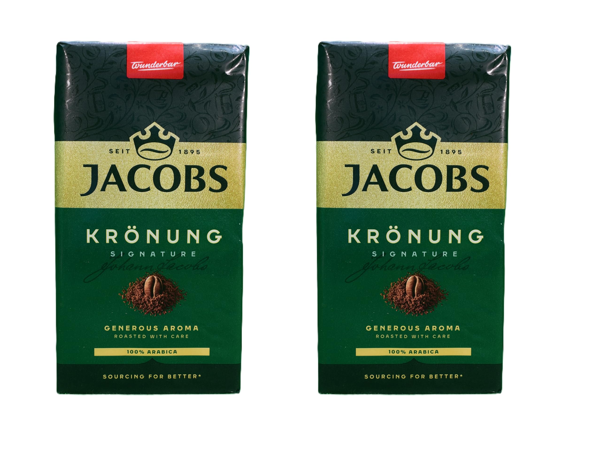 Jacobs Kronung Ground Coffee – Premium German Roast, 17.6oz (Pack of 2)