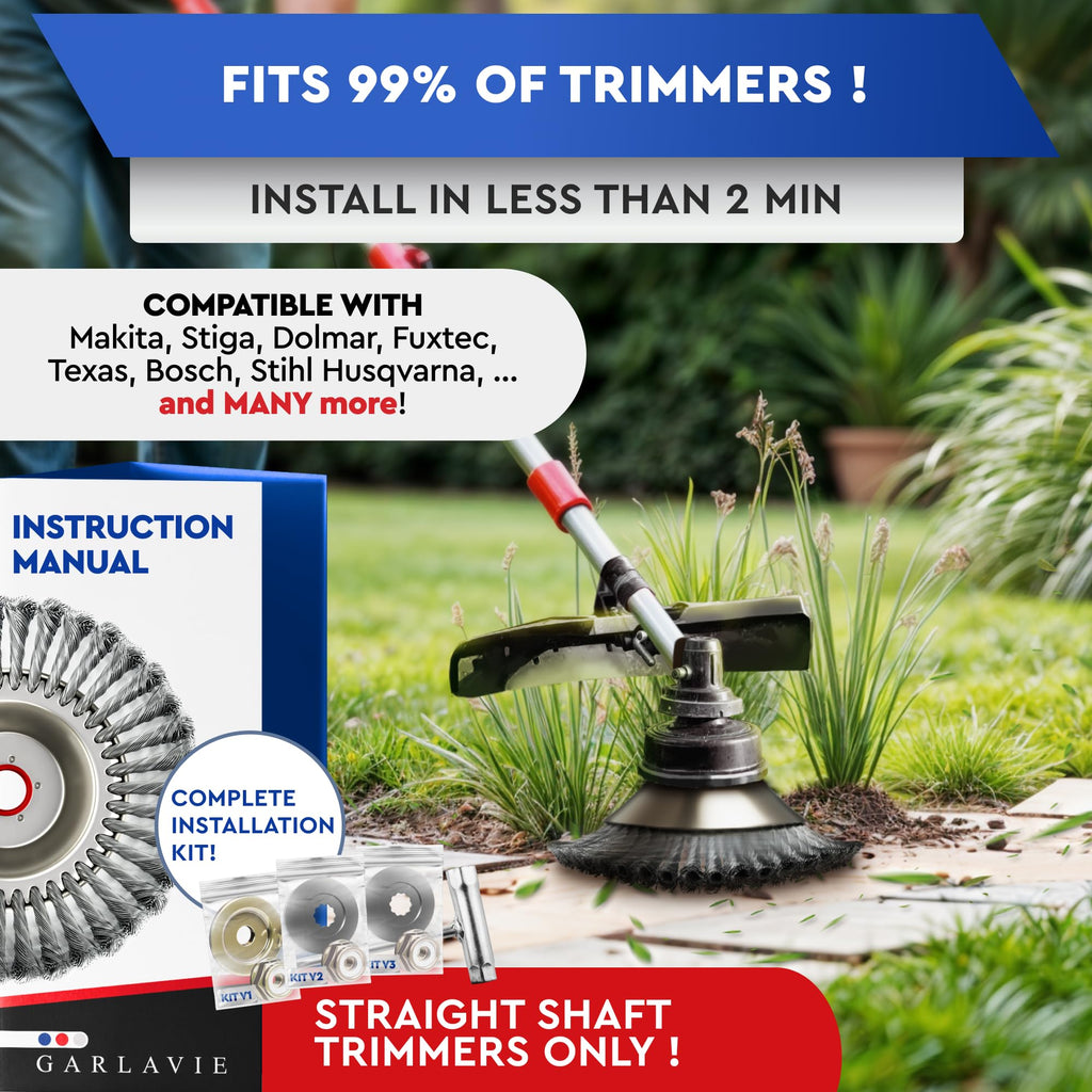 Garlavie Universal Brush Cutter Heads - 8 Inch Steel Weed Trimmer 2-Pack