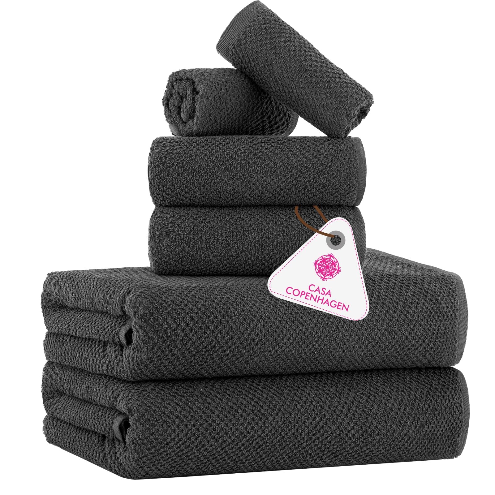 Casa Copenhagen 6-Piece Cotton Towel Set | 550 GSM Pine Grey