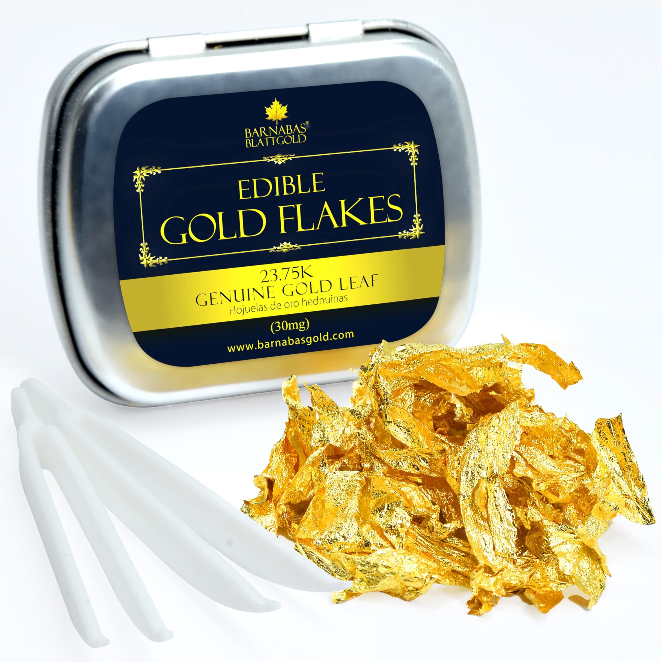 Barnabas Blattgold Edible Gold Flakes – 30mg Genuine Gold Leaf for Cakes